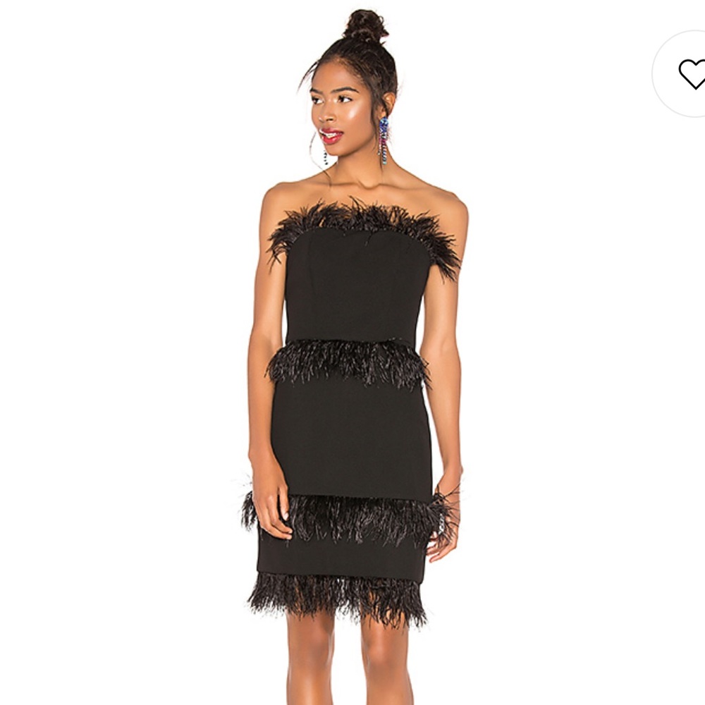 Black Cocktail Dress with Feathers